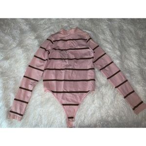 Fashion Nova Pink Striped Long Sleeve Shirt